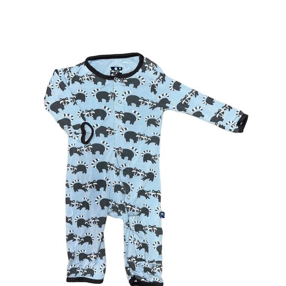 Kickee Pants All-Over Raccoon Print Coveralls Size 3-6 Months - Picture 1 of 5